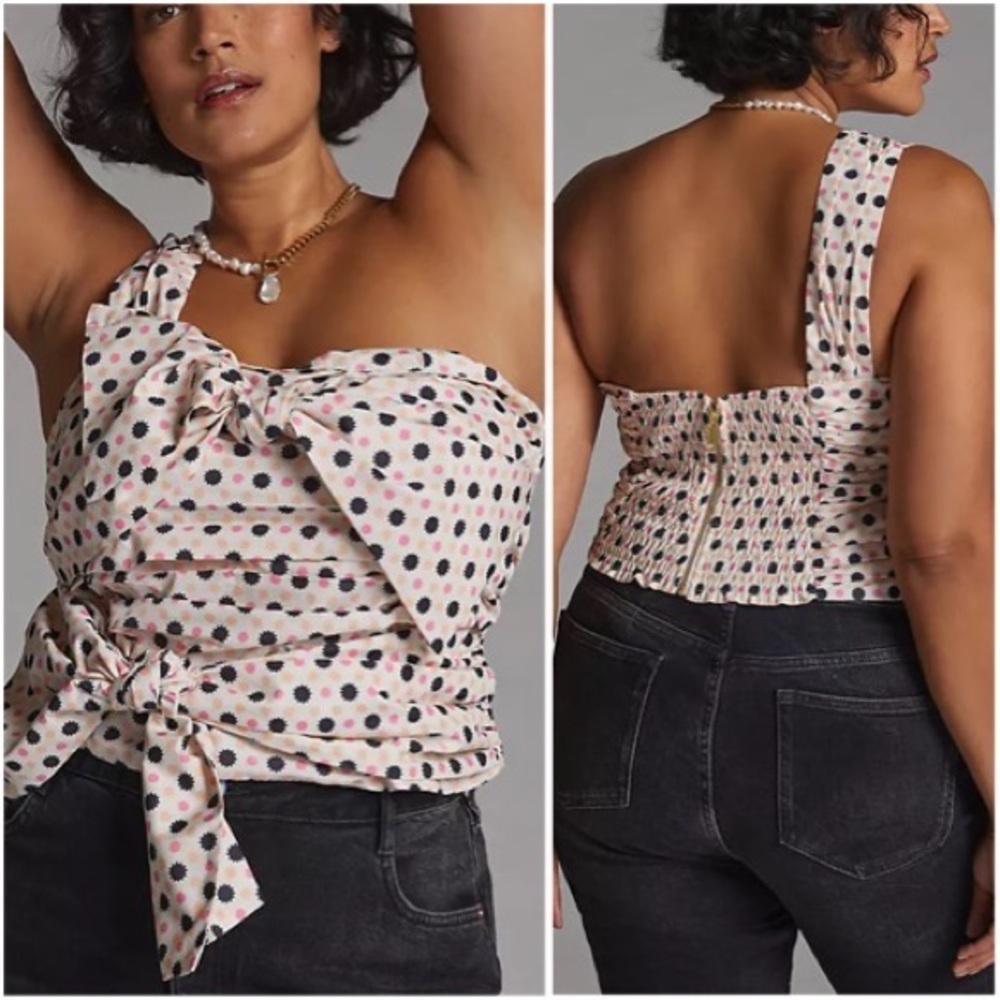 Anthropologie Maeve Bow Tie One Shoulder Tank
